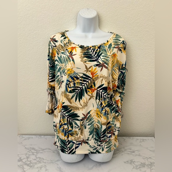 PerSeption Concept Tops - PerSeption Concept Women's Tropical Sz M Top Shirt Long Cold Shoulder Sleeve​